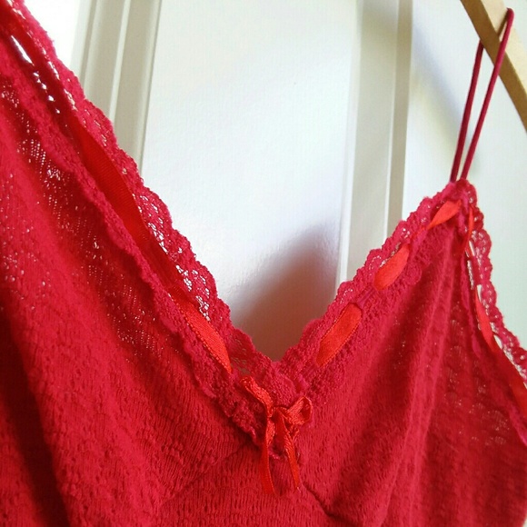 Coco Bingo Red Lace Spaghetti Strap Vtg 90s M - Picture 3 of 5